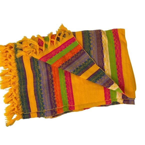 Ethnic Throw Boho Blanket Fringe Tassel Edge Multi Stripe Knit Accent Throw - Picture 5 of 13